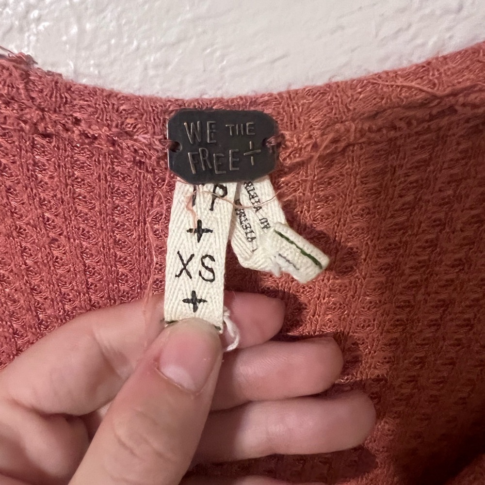 We The Free Rust V-Neck Long Sleeve Blouse - Picture 2 of 3